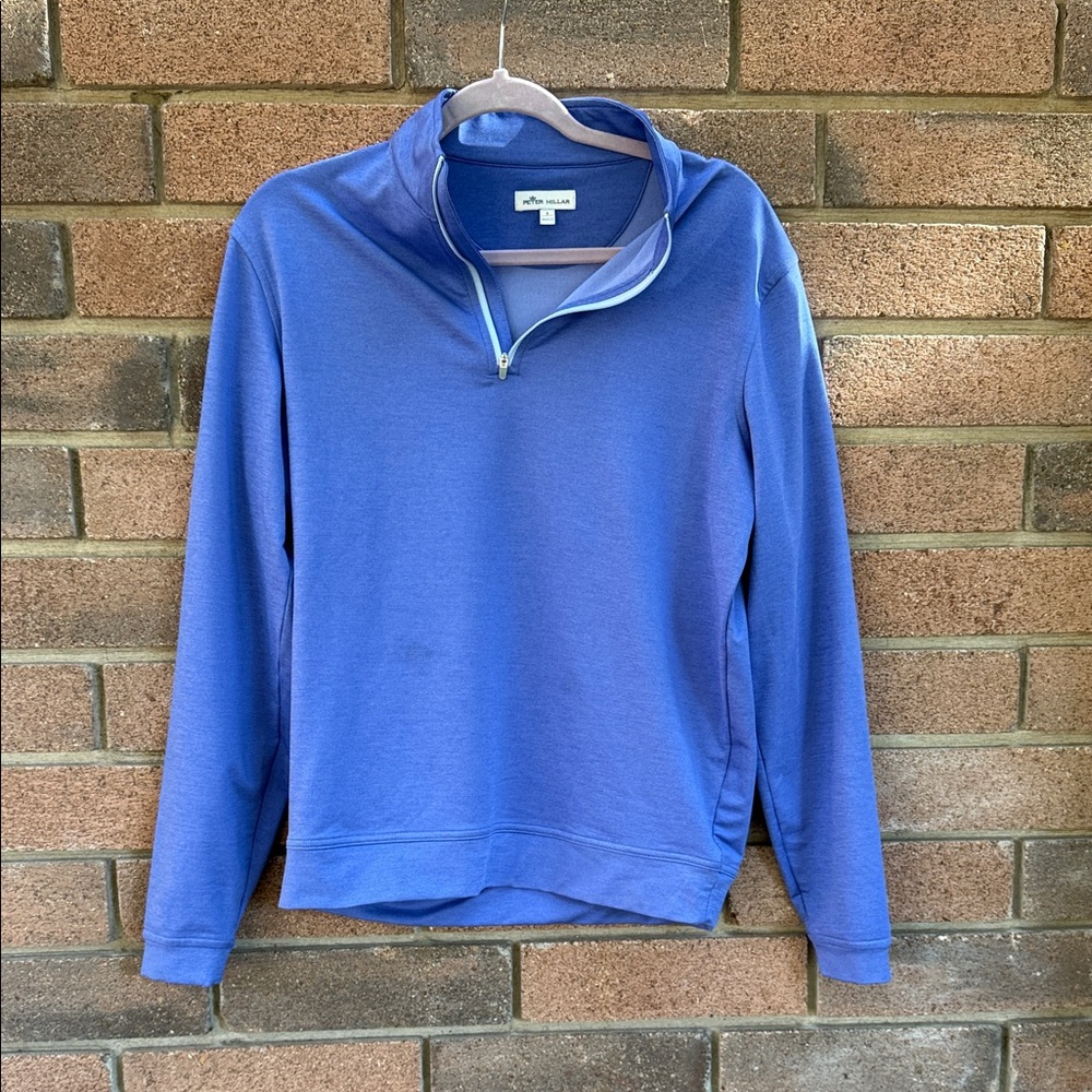 Peter Millar Men's Zip-Up Sweater in Vibrant Blue Size Small